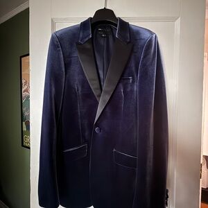 Men's Velvet Blazer in Blue